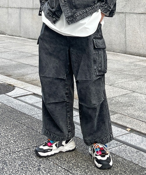 CPCM(シーピーシーエム)の「デニムカーゴパンツ(デニムパンツ・メンズ・ブルー/ブラック・FREE)」の5枚目の写真
