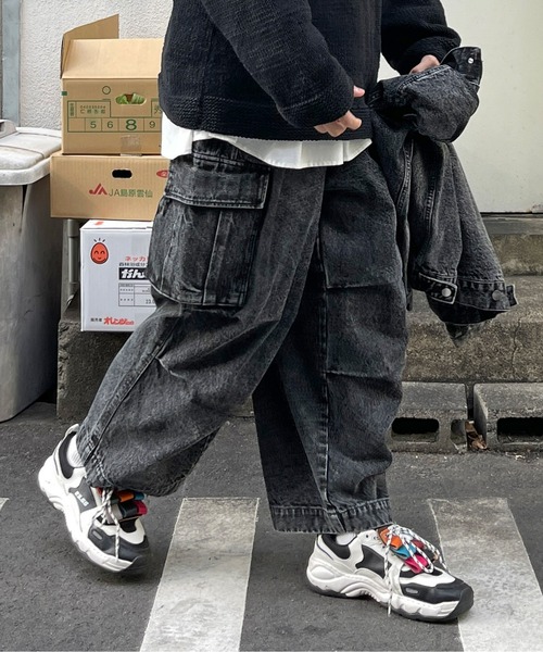 CPCM(シーピーシーエム)の「デニムカーゴパンツ(デニムパンツ・メンズ・ブルー/ブラック・FREE)」の8枚目の写真