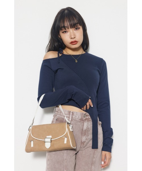 LAGUA GEM（ラグアジェム）の「PIPING ONE HANDLE BAG ワンハンドルバッグ（ハンドバッグ・レディース・ベージュ/ピンク・FREE）」の13枚目の写真