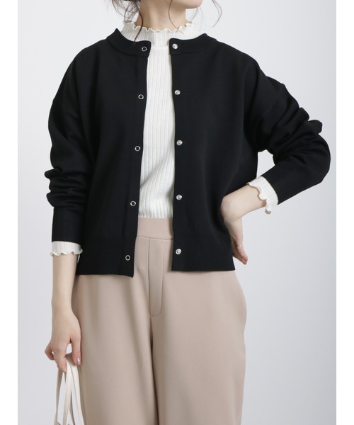 Samansa Mos2 blue(サマンサモスモスブルー)の「リングドットニットカーディガン(カーディガン/ボレロ・レディース・ブラック/ブルー/キナリ/イエロー/グリーン・フリ-)」の2枚目の写真