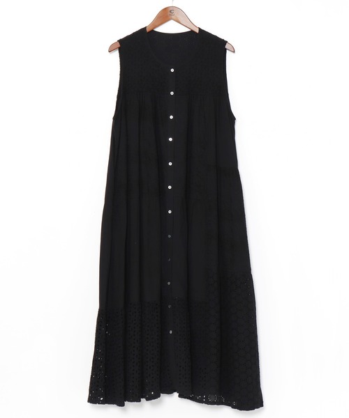 チャイハネ（チャイハネ）の「【チャイハネ】シフリー刺繍メグナノースリーブワンピース（ワンピース・レディース・ブラック/ホワイト/ブルー・FREE）」の2枚目の写真