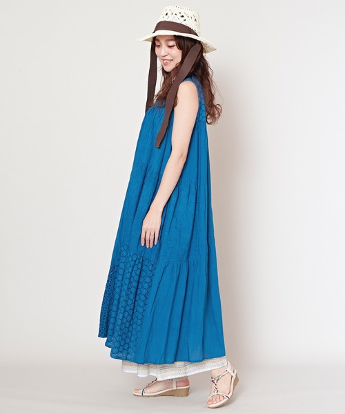 チャイハネ（チャイハネ）の「【チャイハネ】シフリー刺繍メグナノースリーブワンピース（ワンピース・レディース・ブラック/ホワイト/ブルー・FREE）」の14枚目の写真