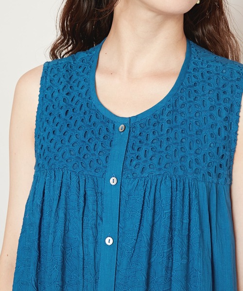 チャイハネ（チャイハネ）の「【チャイハネ】シフリー刺繍メグナノースリーブワンピース（ワンピース・レディース・ブラック/ホワイト/ブルー・FREE）」の18枚目の写真