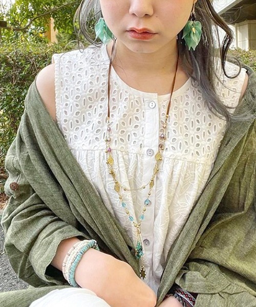 チャイハネ（チャイハネ）の「【チャイハネ】シフリー刺繍メグナノースリーブワンピース（ワンピース・レディース・ブラック/ホワイト/ブルー・FREE）」の7枚目の写真