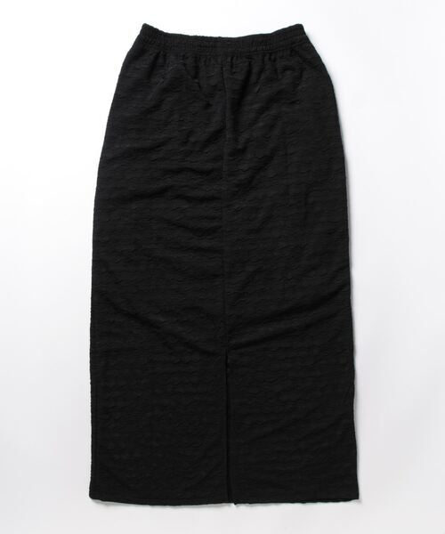 STYLEBLOCK(スタイルブロック)の「ふくれジャガードカット前後2WAYナロースカート(スカート・レディース・ブラック/ライム/オフホワイト・M)」の4枚目の写真