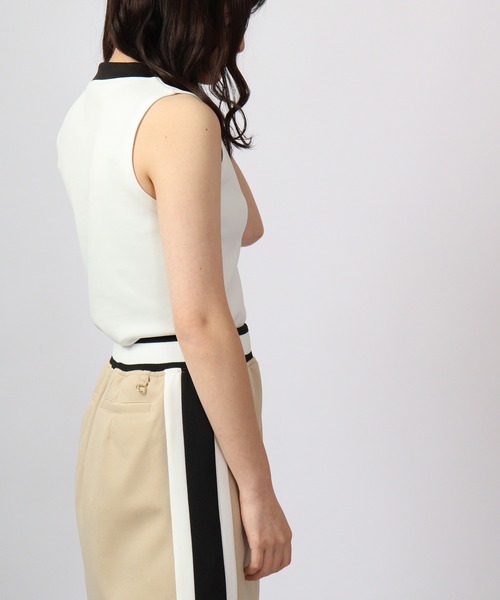 CECIL McBEE（セシルマクビー）の「CECIL McBEE green ヘンリーノースリーブ　GOLF（タンクトップ・レディース・ブラック/ホワイト・2/1）」の4枚目の写真