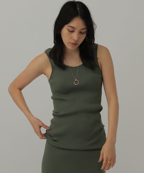 Chaos（カオス）の「Chaos(カオス)/16Gインプレリブニットタンクトップ（タンクトップ・レディース・ブラック/セージグリーン/モカ/ライトグレー/イエロー/ブルーグレー/その他/ブルー/パープル/ブラウン・FREE）」の7枚目の写真