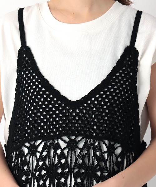 チチカカ(チチカカ)の「クロシェ風ワンピース(ワンピース・レディース・ブラック/アイボリー・FREE)」の10枚目の写真