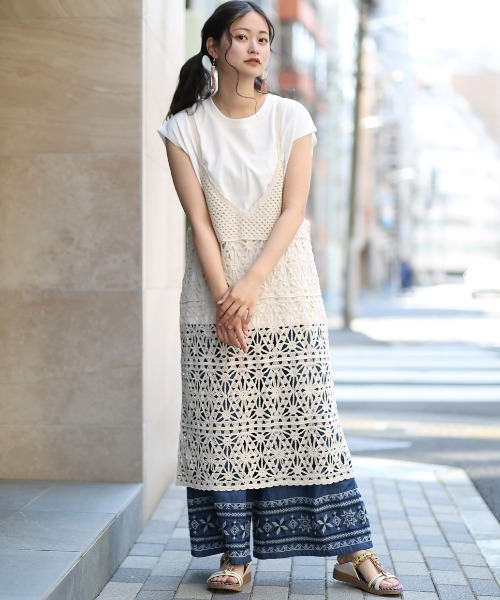 チチカカ(チチカカ)の「クロシェ風ワンピース(ワンピース・レディース・ブラック/アイボリー・FREE)」の5枚目の写真