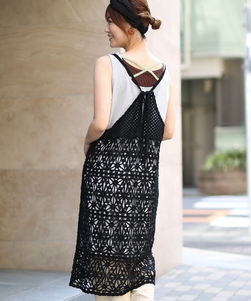 チチカカ(チチカカ)の「クロシェ風ワンピース(ワンピース・レディース・ブラック/アイボリー・FREE)」の4枚目の写真