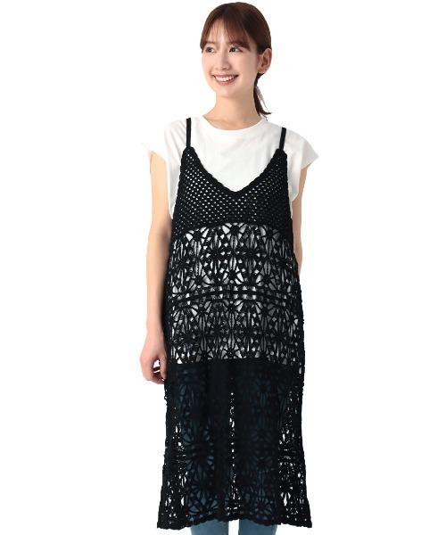 チチカカ(チチカカ)の「クロシェ風ワンピース(ワンピース・レディース・ブラック/アイボリー・FREE)」の7枚目の写真