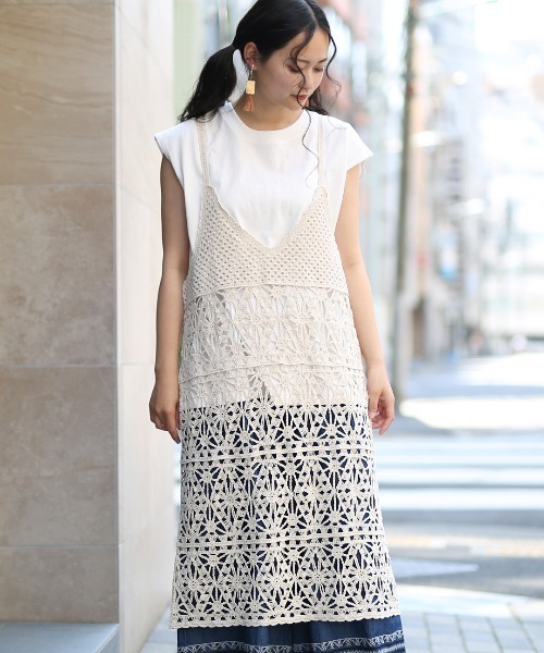 チチカカ(チチカカ)の「クロシェ風ワンピース(ワンピース・レディース・ブラック/アイボリー・FREE)」の19枚目の写真