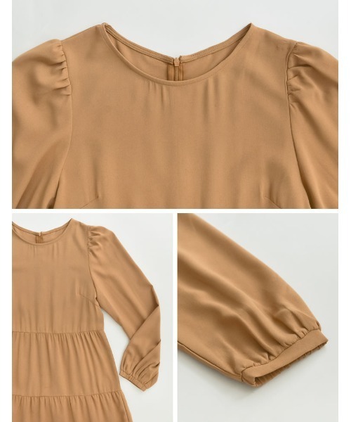 Re:EDIT（リエディ）の「[低身長/高身長/大きいサイズ有]ポーラティアードマキシワンピース（ワンピース・レディース・モカ/ブルー/ブラック/ベージュ・MEDIUM/LARGE/SHORT/X-LARGE/TALL）」の5枚目の写真