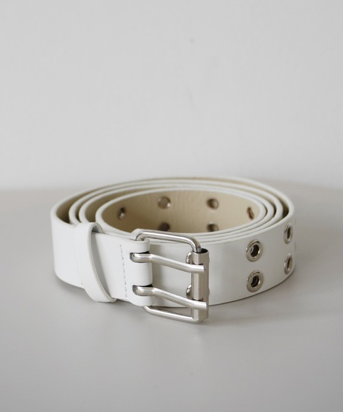 Port（ポート）の「ダブルピン ハトメ ベルト / アイレット ベルト（ベルト・レディース・ブラック/クリア/ブラウン/ホワイト/シルバー/レオパード・FREE）」の2枚目の写真