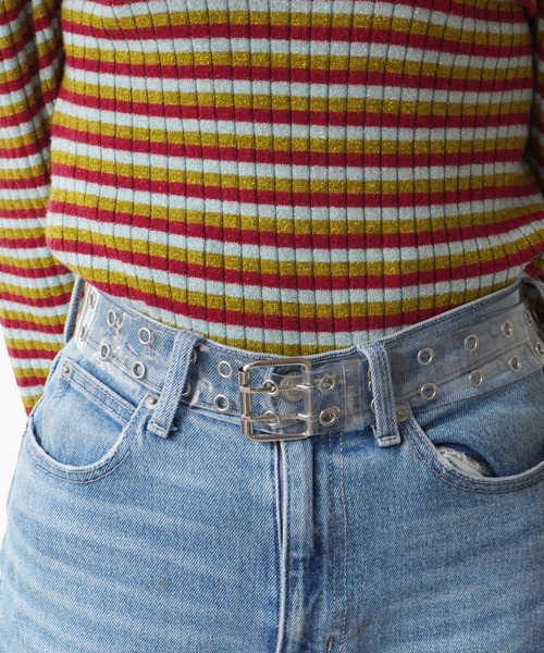 Port（ポート）の「ダブルピン ハトメ ベルト / アイレット ベルト（ベルト・レディース・ブラック/クリア/ブラウン/ホワイト/シルバー/レオパード・FREE）」の21枚目の写真