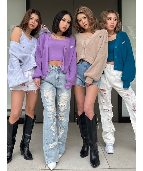 EGOIST（エゴイスト）の「EGロゴ刺繍ニットカーディガン（カーディガン/ボレロ・レディース・ベージュ/パープル/ライトグレー/ブルー・FREE）」の19枚目の写真