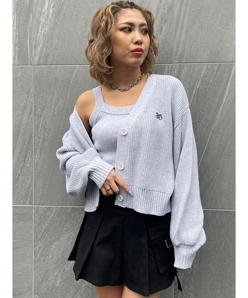 EGOIST（エゴイスト）の「EGロゴ刺繍ニットカーディガン（カーディガン/ボレロ・レディース・ベージュ/パープル/ライトグレー/ブルー・FREE）」の21枚目の写真