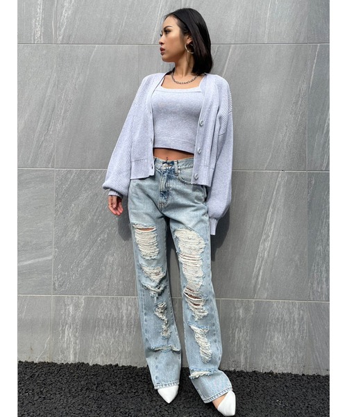 EGOIST（エゴイスト）の「EGロゴ刺繍ニットカーディガン（カーディガン/ボレロ・レディース・ベージュ/パープル/ライトグレー/ブルー・FREE）」の17枚目の写真