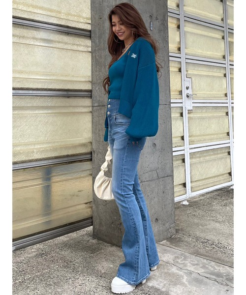 EGOIST（エゴイスト）の「EGロゴ刺繍ニットカーディガン（カーディガン/ボレロ・レディース・ベージュ/パープル/ライトグレー/ブルー・FREE）」の18枚目の写真