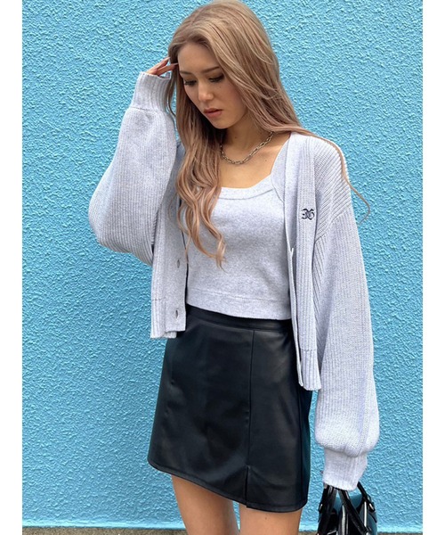 EGOIST（エゴイスト）の「EGロゴ刺繍ニットカーディガン（カーディガン/ボレロ・レディース・ベージュ/パープル/ライトグレー/ブルー・FREE）」の13枚目の写真