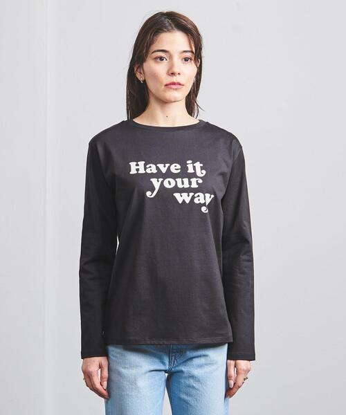 mucci（ムッチ）の「＜mucci＞LOGO ロングスリーブ Tシャツ（Tシャツ/カットソー・レディース・ブラック/ベージュ・0）」の3枚目の写真