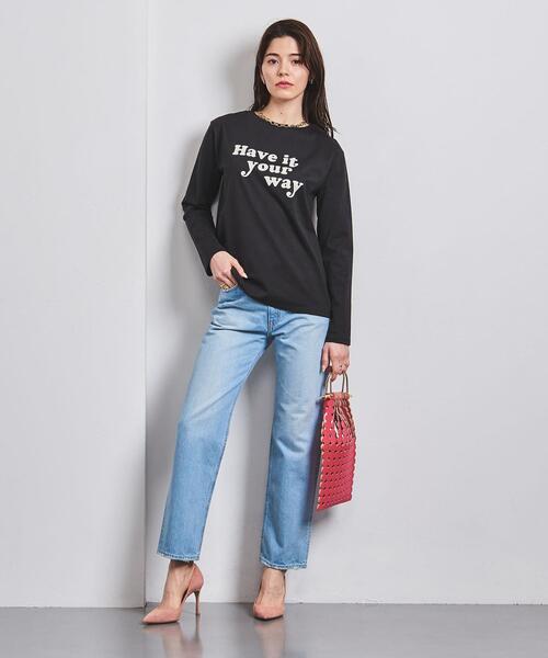 mucci（ムッチ）の「＜mucci＞LOGO ロングスリーブ Tシャツ（Tシャツ/カットソー・レディース・ブラック/ベージュ・0）」の6枚目の写真