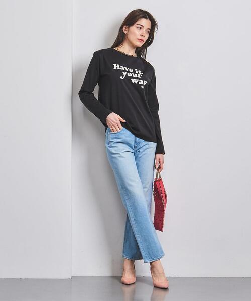 mucci（ムッチ）の「＜mucci＞LOGO ロングスリーブ Tシャツ（Tシャツ/カットソー・レディース・ブラック/ベージュ・0）」の7枚目の写真