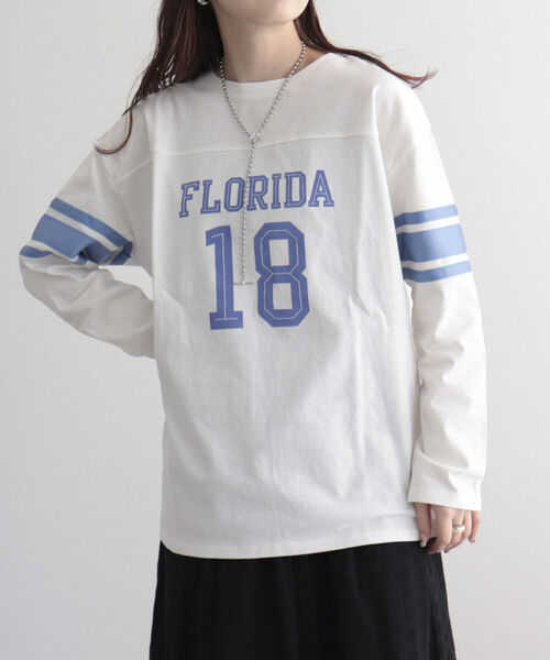 fredy emue（フレディエミュ）の「ナンバリングロゴロンT（Tシャツ/カットソー・レディース・ベージュ/チャコールグレー/オフホワイト・38）」の4枚目の写真