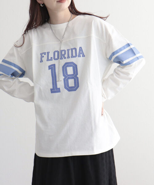 fredy emue（フレディエミュ）の「ナンバリングロゴロンT（Tシャツ/カットソー・レディース・ベージュ/チャコールグレー/オフホワイト・38）」の5枚目の写真