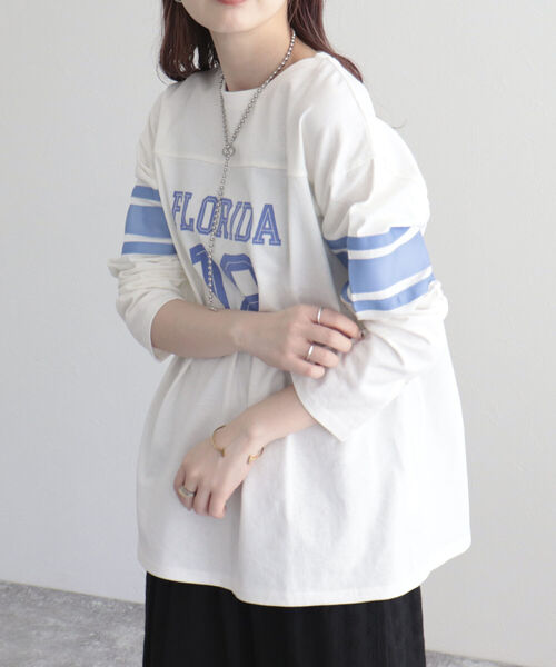 fredy emue（フレディエミュ）の「ナンバリングロゴロンT（Tシャツ/カットソー・レディース・ベージュ/チャコールグレー/オフホワイト・38）」の6枚目の写真