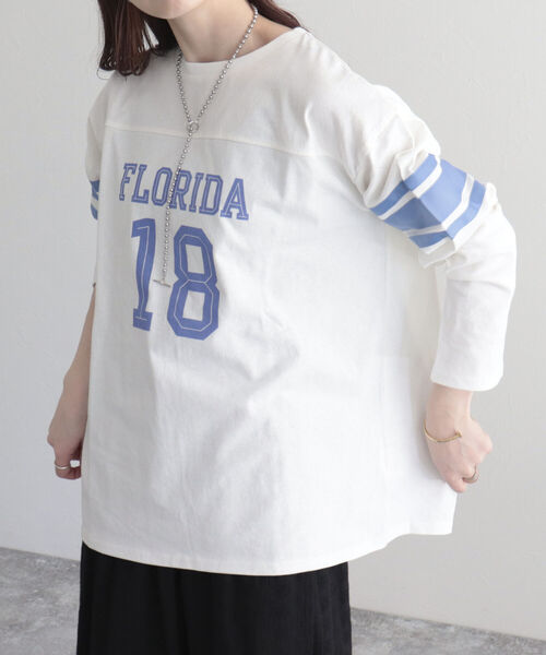 fredy emue（フレディエミュ）の「ナンバリングロゴロンT（Tシャツ/カットソー・レディース・ベージュ/チャコールグレー/オフホワイト・38）」の7枚目の写真