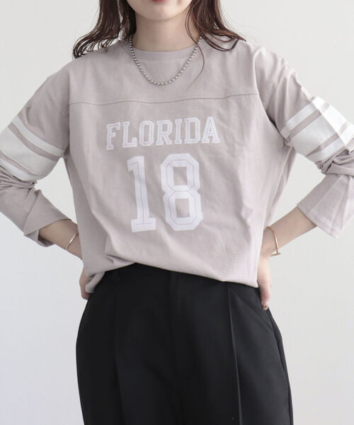 fredy emue（フレディエミュ）の「ナンバリングロゴロンT（Tシャツ/カットソー・レディース・ベージュ/チャコールグレー/オフホワイト・38）」の16枚目の写真