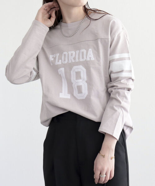 fredy emue（フレディエミュ）の「ナンバリングロゴロンT（Tシャツ/カットソー・レディース・ベージュ/チャコールグレー/オフホワイト・38）」の17枚目の写真
