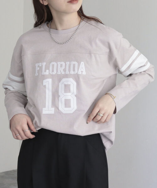 fredy emue（フレディエミュ）の「ナンバリングロゴロンT（Tシャツ/カットソー・レディース・ベージュ/チャコールグレー/オフホワイト・38）」の19枚目の写真