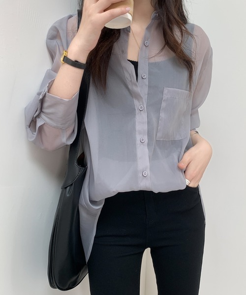 ABITOKYO（アビトーキョー）の「バックリボンシアーBIGシャツ（シャツ/ブラウス・レディース・ホワイト/ブラック/ベージュ/グレー・M/L）」の10枚目の写真