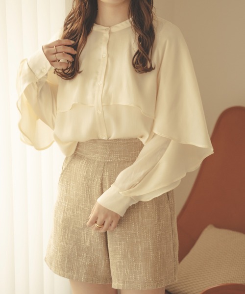 Ambre Neige（アンブルネージュ）の「ラッフルスリーブブラウス／【WEB/EC限定商品】（シャツ/ブラウス・レディース・ライトブラウン/アイボリー/モカ/ベージュ・FREE）」の6枚目の写真