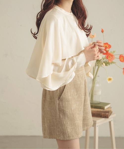 Ambre Neige（アンブルネージュ）の「ラッフルスリーブブラウス／【WEB/EC限定商品】（シャツ/ブラウス・レディース・ライトブラウン/アイボリー/モカ/ベージュ・FREE）」の7枚目の写真