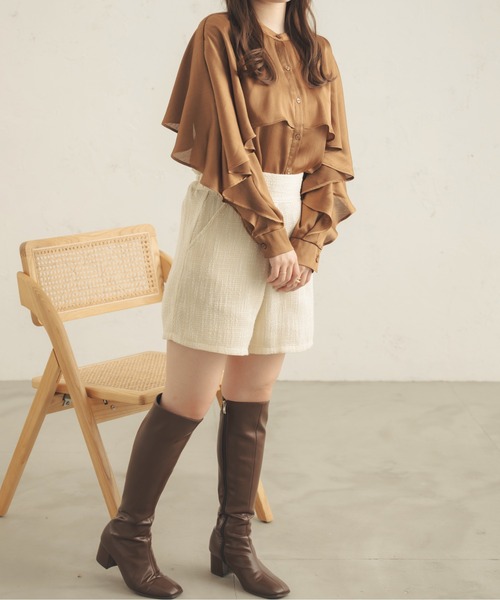 Ambre Neige（アンブルネージュ）の「ラッフルスリーブブラウス／【WEB/EC限定商品】（シャツ/ブラウス・レディース・ライトブラウン/アイボリー/モカ/ベージュ・FREE）」の18枚目の写真