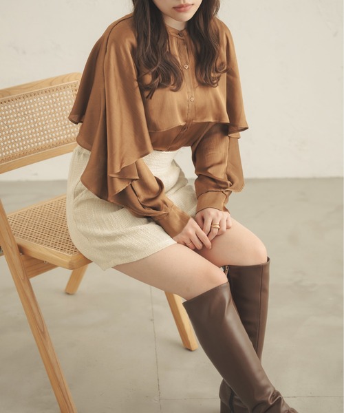 Ambre Neige（アンブルネージュ）の「ラッフルスリーブブラウス／【WEB/EC限定商品】（シャツ/ブラウス・レディース・ライトブラウン/アイボリー/モカ/ベージュ・FREE）」の19枚目の写真