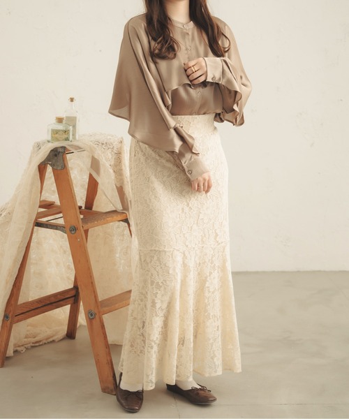 Ambre Neige（アンブルネージュ）の「ラッフルスリーブブラウス／【WEB/EC限定商品】（シャツ/ブラウス・レディース・ライトブラウン/アイボリー/モカ/ベージュ・FREE）」の12枚目の写真