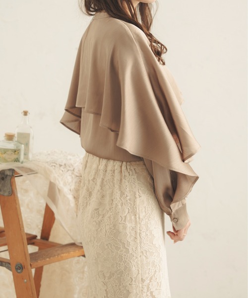 Ambre Neige（アンブルネージュ）の「ラッフルスリーブブラウス／【WEB/EC限定商品】（シャツ/ブラウス・レディース・ライトブラウン/アイボリー/モカ/ベージュ・FREE）」の10枚目の写真