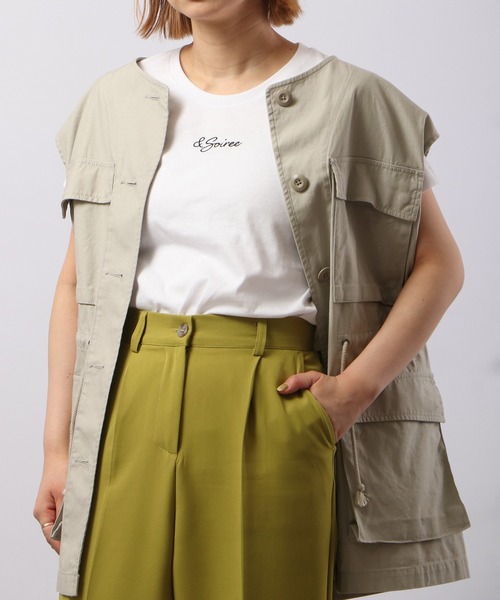 &soiree(アンドソワレ)の「&soiree 刺繍Tシャツ 半袖(Tシャツ/カットソー・レディース・ホワイト/ブラック・M/L)」の7枚目の写真