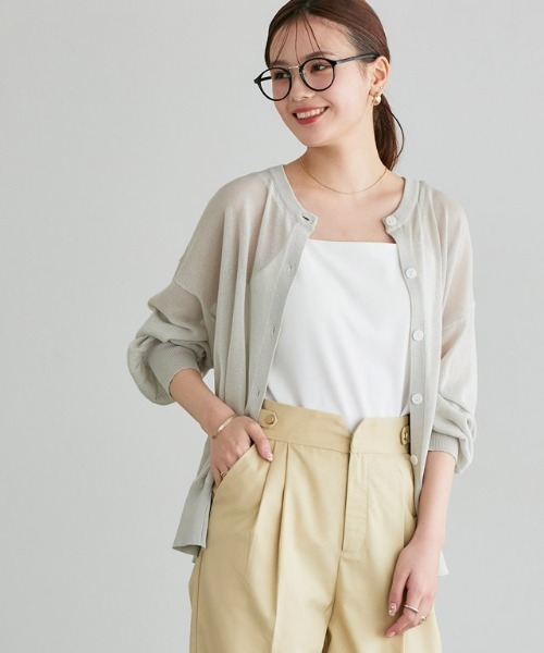 Pierrot（ピエロ）の「2wayシアーニットカーディガン（カーディガン/ボレロ・レディース・ライム/ブラック/オフホワイト/ブルー/ブラウン系その他/シルバーグレー/ピンク・M/L）」の4枚目の写真