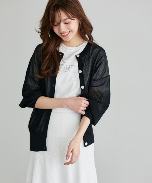 Pierrot（ピエロ）の「2wayシアーニットカーディガン（カーディガン/ボレロ・レディース・ライム/ブラック/オフホワイト/ブルー/ブラウン系その他/シルバーグレー/ピンク・M/L）」の3枚目の写真