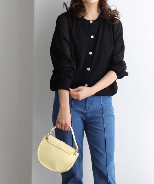 Pierrot（ピエロ）の「2wayシアーニットカーディガン（カーディガン/ボレロ・レディース・ライム/ブラック/オフホワイト/ブルー/ブラウン系その他/シルバーグレー/ピンク・M/L）」の14枚目の写真