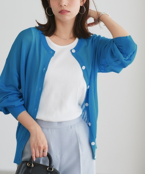 Pierrot（ピエロ）の「2wayシアーニットカーディガン（カーディガン/ボレロ・レディース・ライム/ブラック/オフホワイト/ブルー/ブラウン系その他/シルバーグレー/ピンク・M/L）」の15枚目の写真