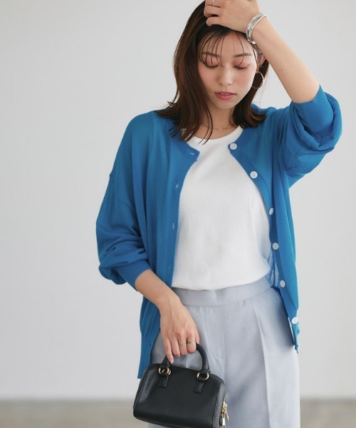 美品♡ビアズリー　洗えるニットコート　カーディガン　ノーカラーコート　ネイビー BEARDSLEY（ビアズリー）の「ニットコート（ノーカラーコート
