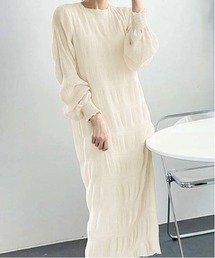 シャーリングシフォンワンピース