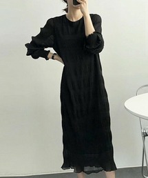 シャーリングシフォンワンピース