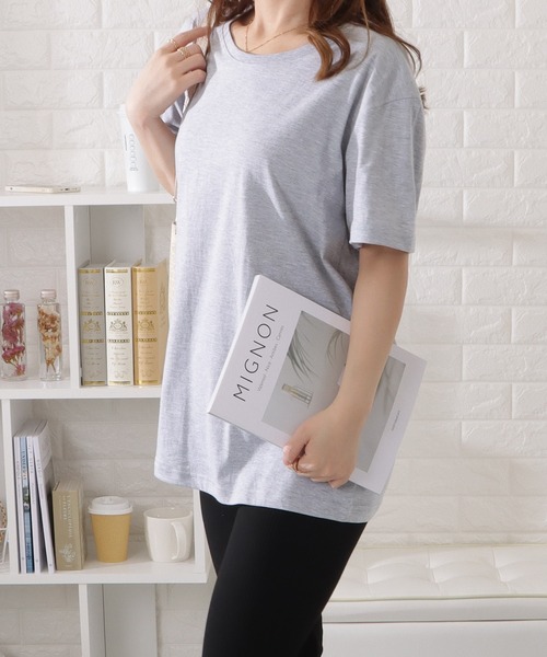 Lace Ladies(レースレディース)の「半袖カラーミニマルTシャツ(Tシャツ/カットソー・レディース・ホワイト/ネイビー/ブラック/ピンク/ブルーグレー/ベージュ/グリーン/グレー・L/XL/M)」の3枚目の写真
